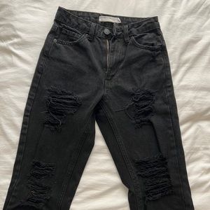 black ripped mom jeans